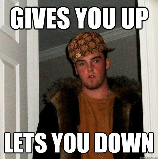 gives you up lets you down - gives you up lets you down  Scumbag Steve