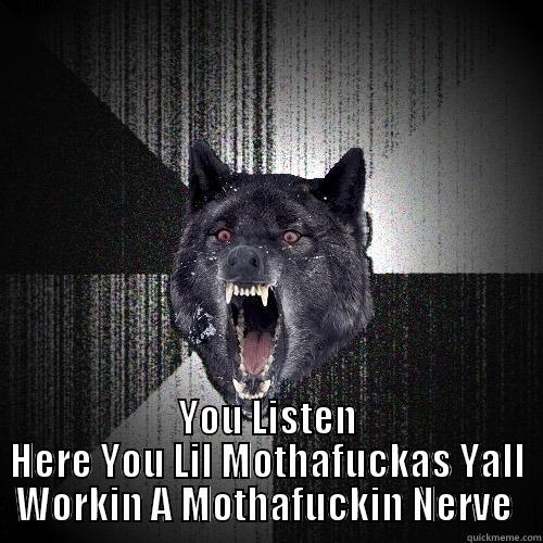  YOU LISTEN HERE YOU LIL MOTHAFUCKAS YALL WORKIN A MOTHAFUCKIN NERVE  Insanity Wolf