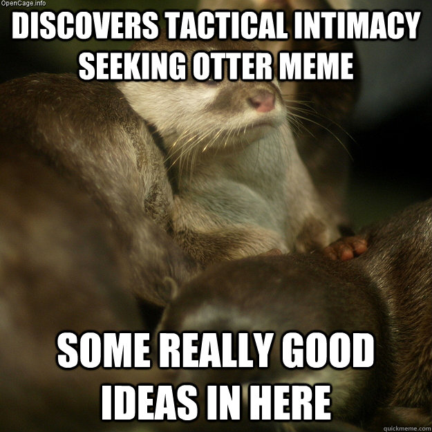 Discovers tactical intimacy seeking otter meme Some really good ideas in here  