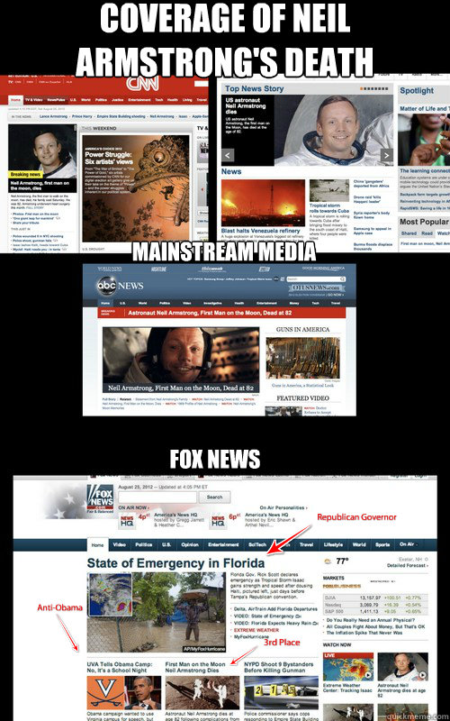 Mainstream Media Fox News Coverage of Neil Armstrong's Death  Faux News