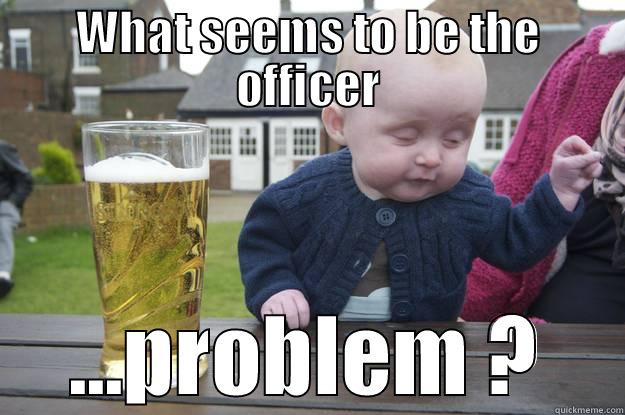 WHAT SEEMS TO BE THE OFFICER ...PROBLEM ? drunk baby