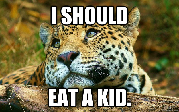 I should eat a kid.  Thoughtful Leopard