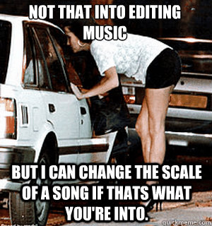 not that into editing music but I can change the scale of a song if thats what you're into.  Karma Whore