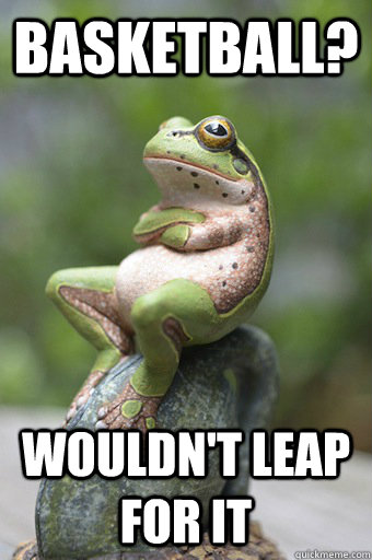 Basketball? wouldn't leap for it  Unimpressed Frog