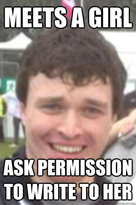 meets a girl ask permission to write to her  old man trapped inside young mans body