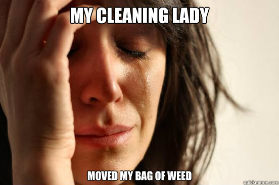 My Cleaning Lady moved my bag of weed - My Cleaning Lady moved my bag of weed  First World Problems