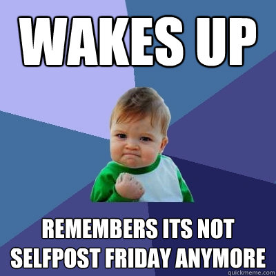 wakes up remembers its not selfpost friday anymore  Success Kid