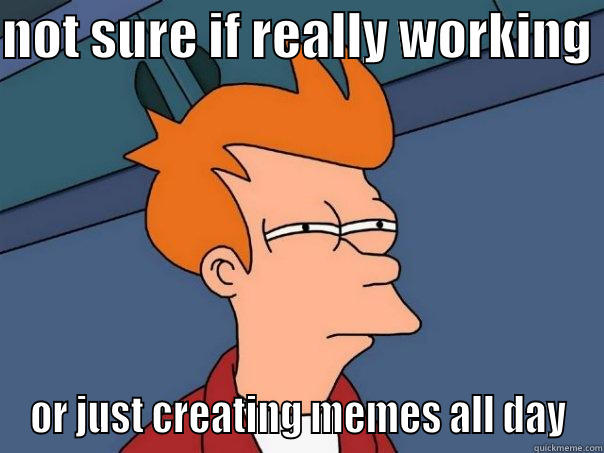 NOT SURE IF REALLY WORKING  OR JUST CREATING MEMES ALL DAY Futurama Fry