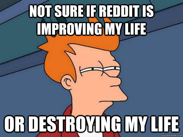 Not sure if reddit is improving my life or destroying my life  Futurama Fry