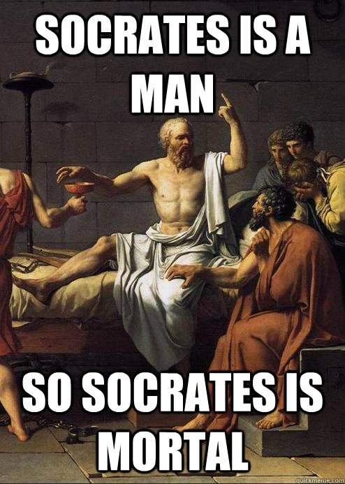 Socrates is a man so socrates is mortal  
