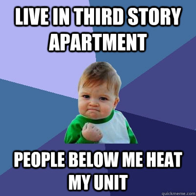 live in third story apartment people below me heat my unit  Success Kid