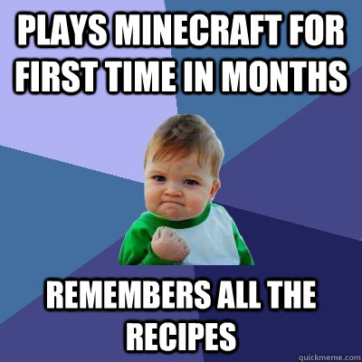 Plays minecraft for first time in months remembers all the recipes - Plays minecraft for first time in months remembers all the recipes  Success Kid