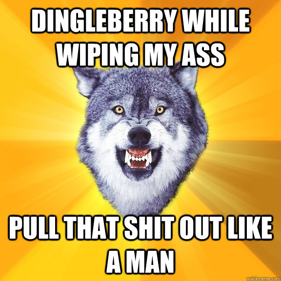 dingleberry while wiping my ass pull that shit out like a man  Courage Wolf