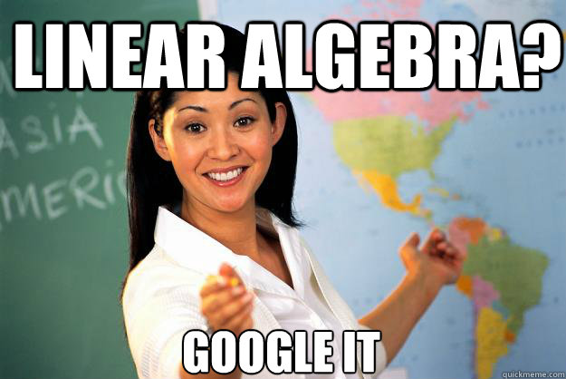 Linear Algebra? Google it - Linear Algebra? Google it  Unhelpful High School Teacher