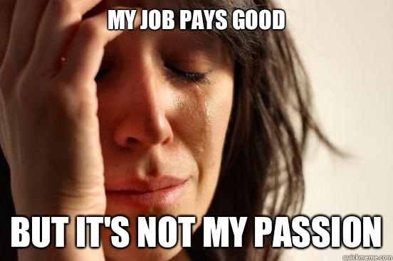 My job pays good But it's not my passion  First World Problems