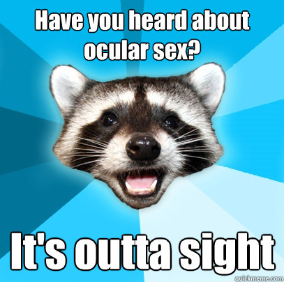 Have you heard about ocular sex? It's outta sight  Lame Pun Coon