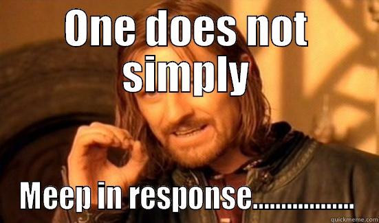 ONE DOES NOT SIMPLY MEEP IN RESPONSE.................. Boromir