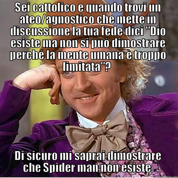 SEI CATTOLICO E QUANDO TROVI UN ATEO/AGNOSTICO CHE METTE IN DISCUSSIONE LA TUA FEDE DICI 