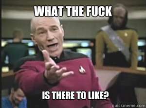 what the fuck is there to like?  Annoyed Picard