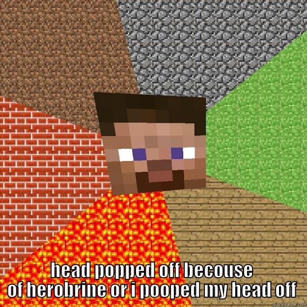 AAAAAAAHHHHHH!!! i think my  -  HEAD POPPED OFF BECOUSE OF HEROBRINE OR I POOPED MY HEAD OFF Minecraft