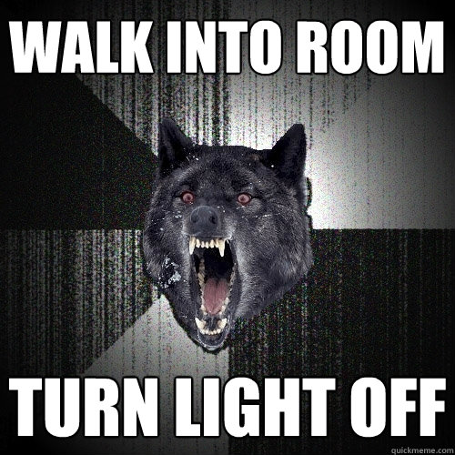 Walk into room Turn light off  Insanity Wolf