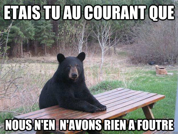 Etais tu au courant que nous n'en  n'avons rien a foutre - Etais tu au courant que nous n'en  n'avons rien a foutre  Bear of Bad News