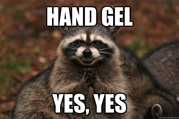 Hand GEl YES, YES  Evil Plotting Raccoon