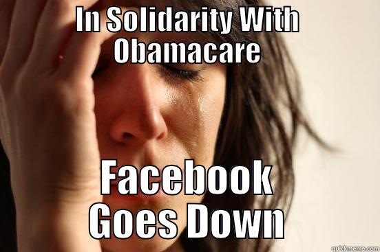 IN SOLIDARITY WITH OBAMACARE FACEBOOK GOES DOWN First World Problems