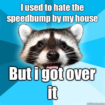 I used to hate the speedbump by my house But i got over it  Lame Pun Coon