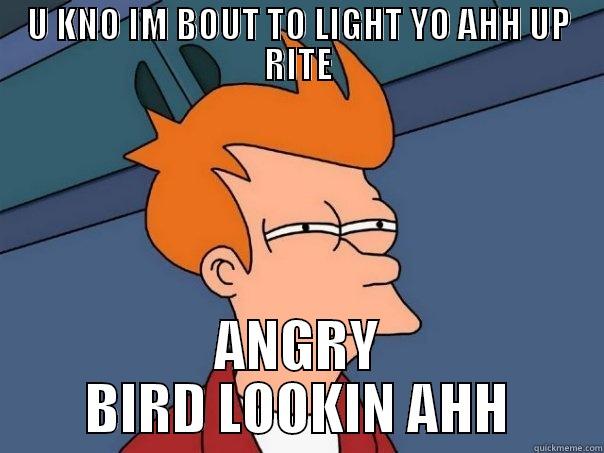 U KNO IM BOUT TO LIGHT YO AHH UP RITE ANGRY BIRD LOOKIN AHH Futurama Fry