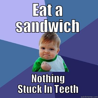 EAT A SANDWICH NOTHING STUCK IN TEETH Success Kid