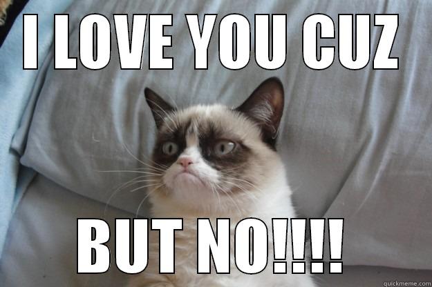 I LOVE YOU CUZ BUT NO!!!! Grumpy Cat