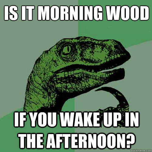 is it morning wood if you wake up in the afternoon?  Philosoraptor