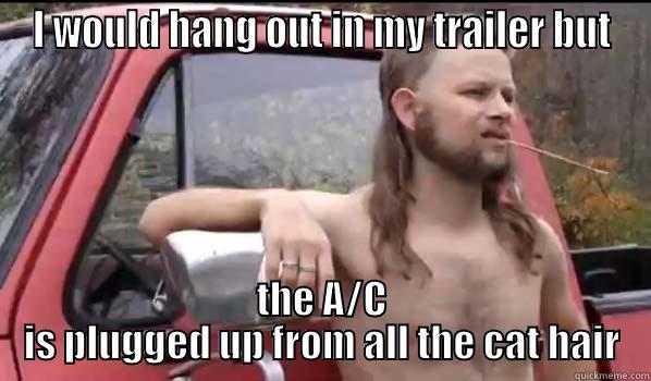 I WOULD HANG OUT IN MY TRAILER BUT THE A/C IS PLUGGED UP FROM ALL THE CAT HAIR Almost Politically Correct Redneck