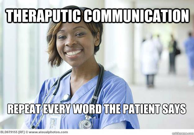 Theraputic communication Repeat every word the patient says - Theraputic communication Repeat every word the patient says  Nursing Student