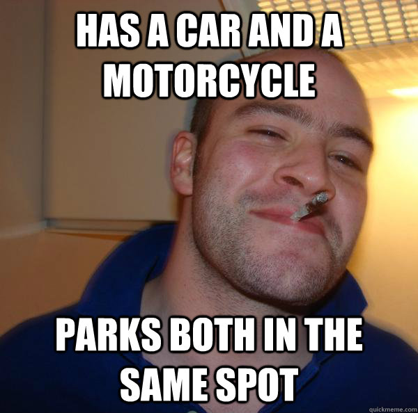 Has a car and a motorcycle parks both in the same spot - Has a car and a motorcycle parks both in the same spot  Misc