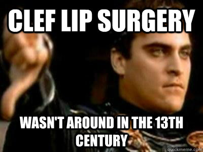 clef lip surgery wasn't around in the 13th century  Downvoting Roman