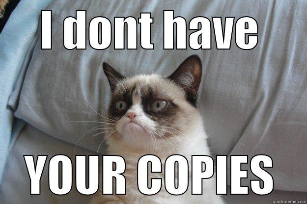 I DONT HAVE YOUR COPIES Grumpy Cat