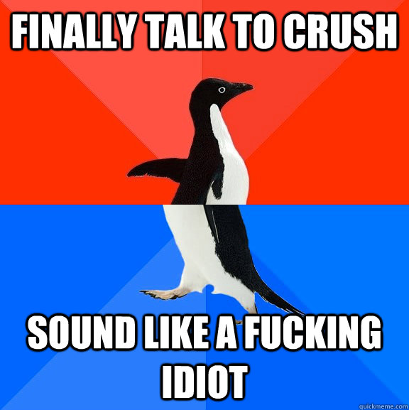 Finally talk to crush Sound like a fucking idiot  Socially Awesome Awkward Penguin