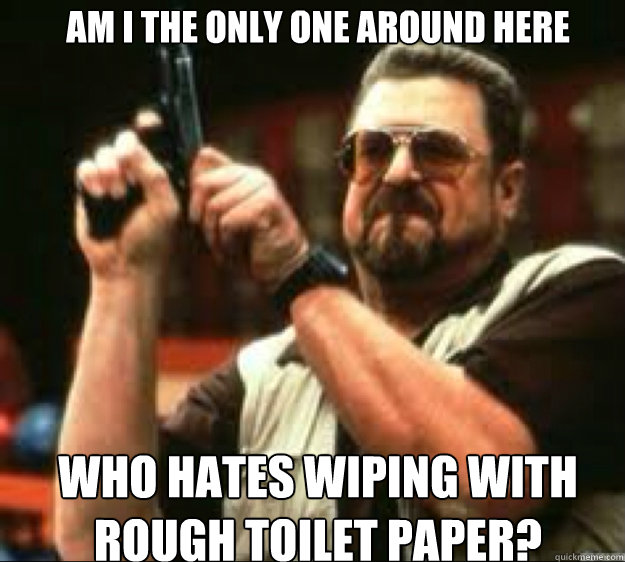Am I the only one around here who hates wiping with rough toilet paper?  Angey Walter