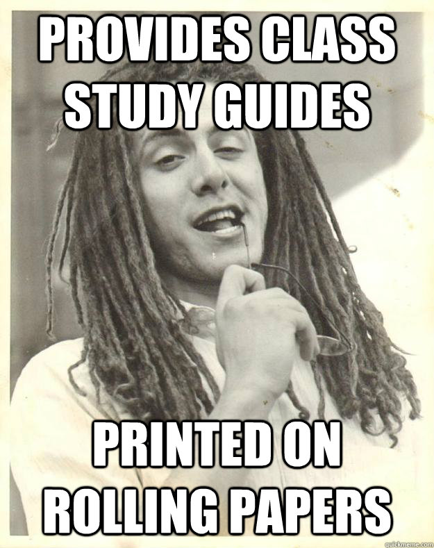 PROVIDES CLASS STUDY GUIDES PRINTED ON ROLLING PAPERS  Professor Dread
