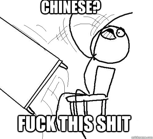 Chinese? FUCK THIS SHIT  rage table flip