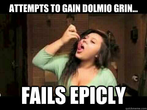 attempts to gain dolmio grin... fails epicly - attempts to gain dolmio grin... fails epicly  trashy tampon girl