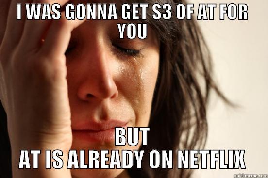 I WAS GONNA GET S3 OF AT FOR YOU BUT AT IS ALREADY ON NETFLIX First World Problems