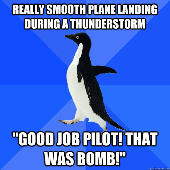 really smooth plane landing during a thunderstorm 