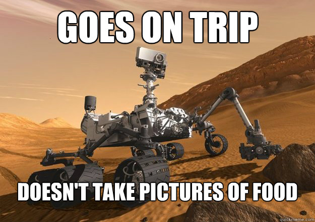 GOES ON TRIP Doesn't take pictures of food - GOES ON TRIP Doesn't take pictures of food  Good Guy Mars Rover