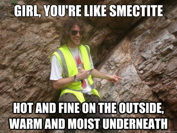 Girl, you're like smectite Hot and fine on the outside, warm and moist underneath  Sexual Geologist