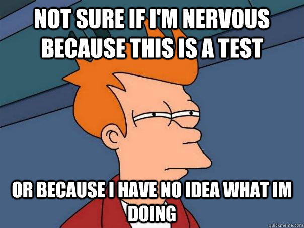 Not sure if i'm nervous because this is a test Or because i have no idea what im doing - Not sure if i'm nervous because this is a test Or because i have no idea what im doing  Futurama Fry