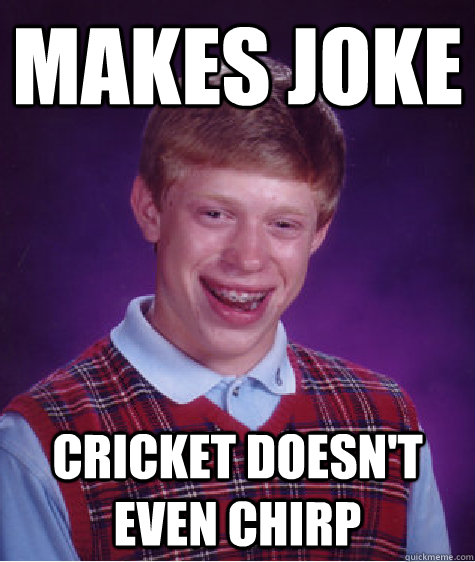 Makes joke cricket doesn't even chirp  Bad Luck Brian