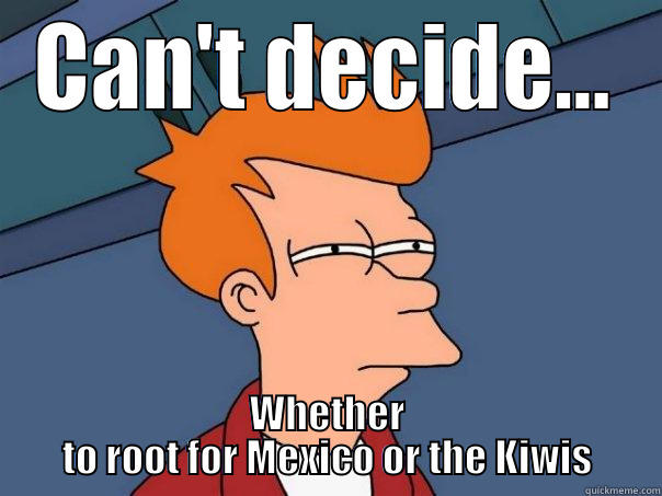CAN'T DECIDE... WHETHER TO ROOT FOR MEXICO OR THE KIWIS Futurama Fry